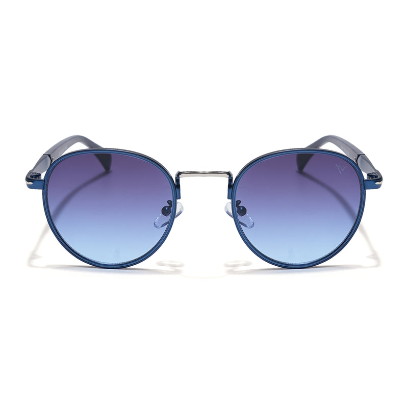 Round Sunglasses (Black & Blue Lens | Blue Frame - MG5789)