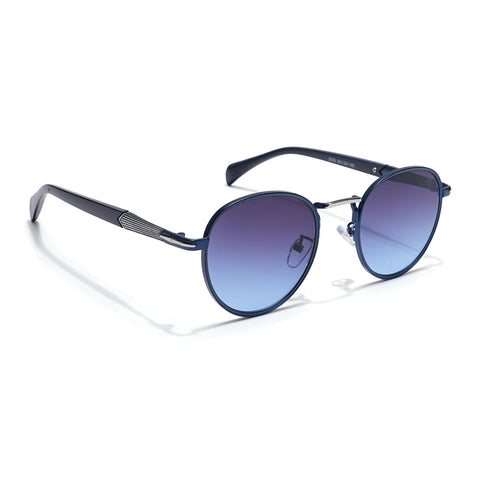 Round Sunglasses (Black & Blue Lens | Blue Frame - MG5789)