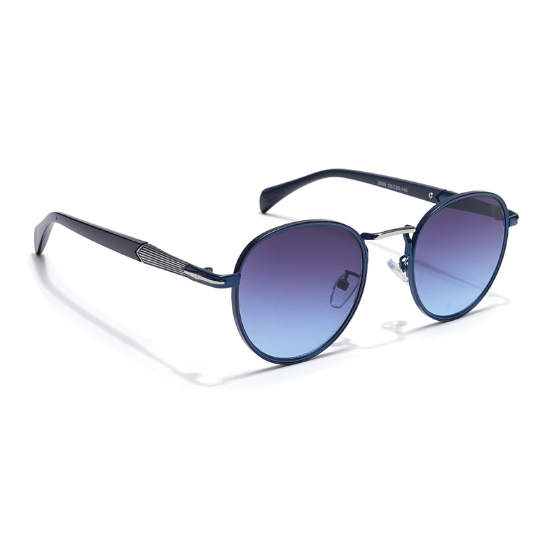Round Sunglasses (Black & Blue Lens | Blue Frame - MG5789)