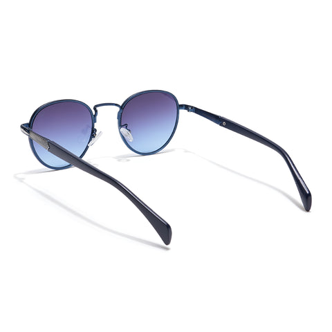 Round Sunglasses (Black & Blue Lens | Blue Frame - MG5789)