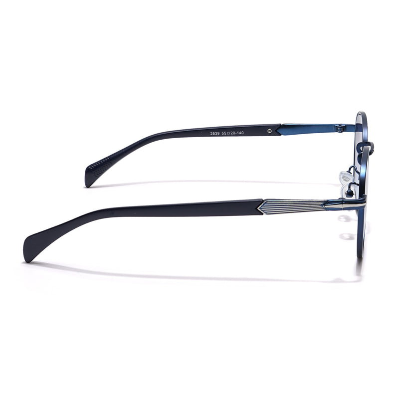 Round Sunglasses (Black & Blue Lens | Blue Frame - MG5789)