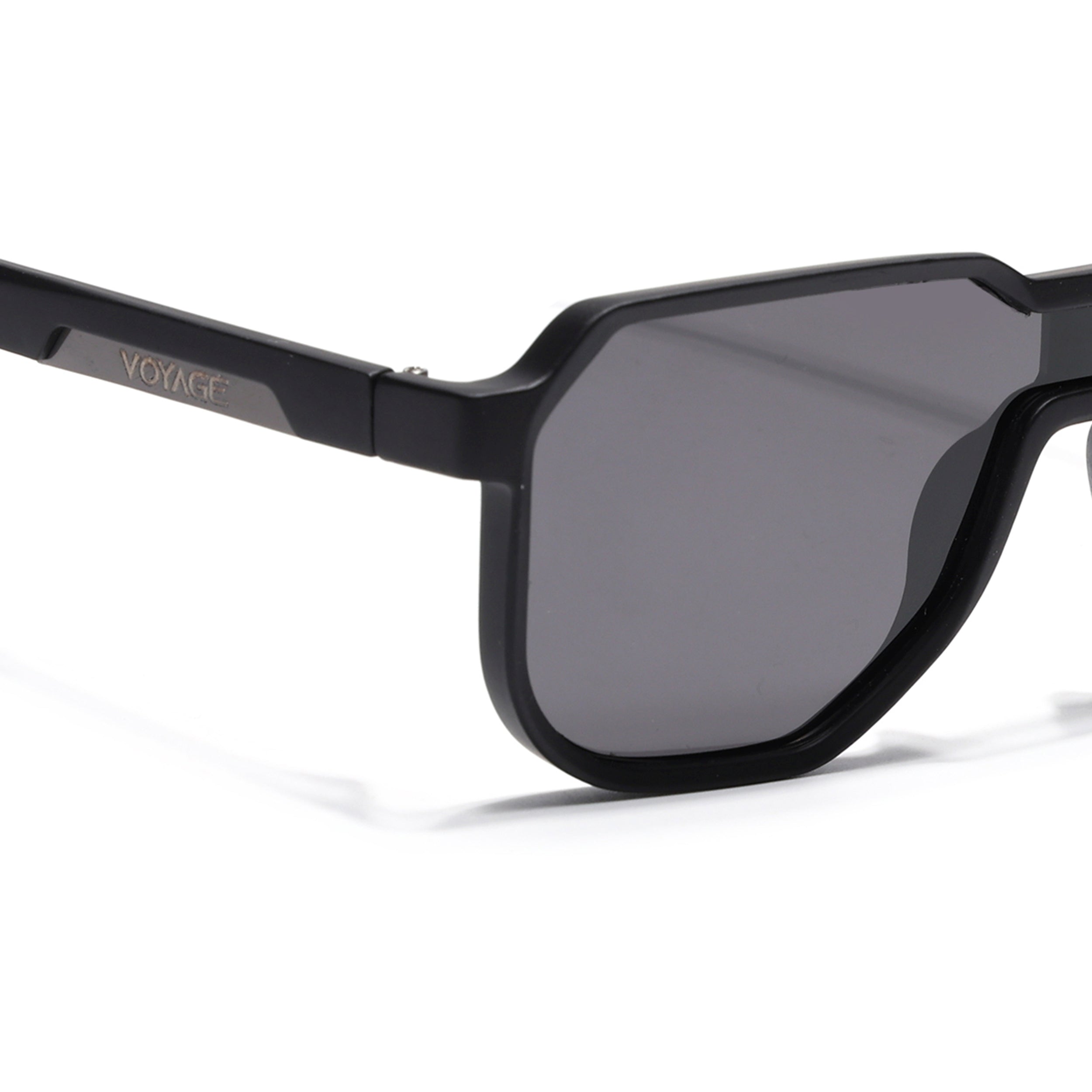 Hexagonal Polarized Sunglasses for Men & Women (Black Lens | Black Frame - PMG7356)