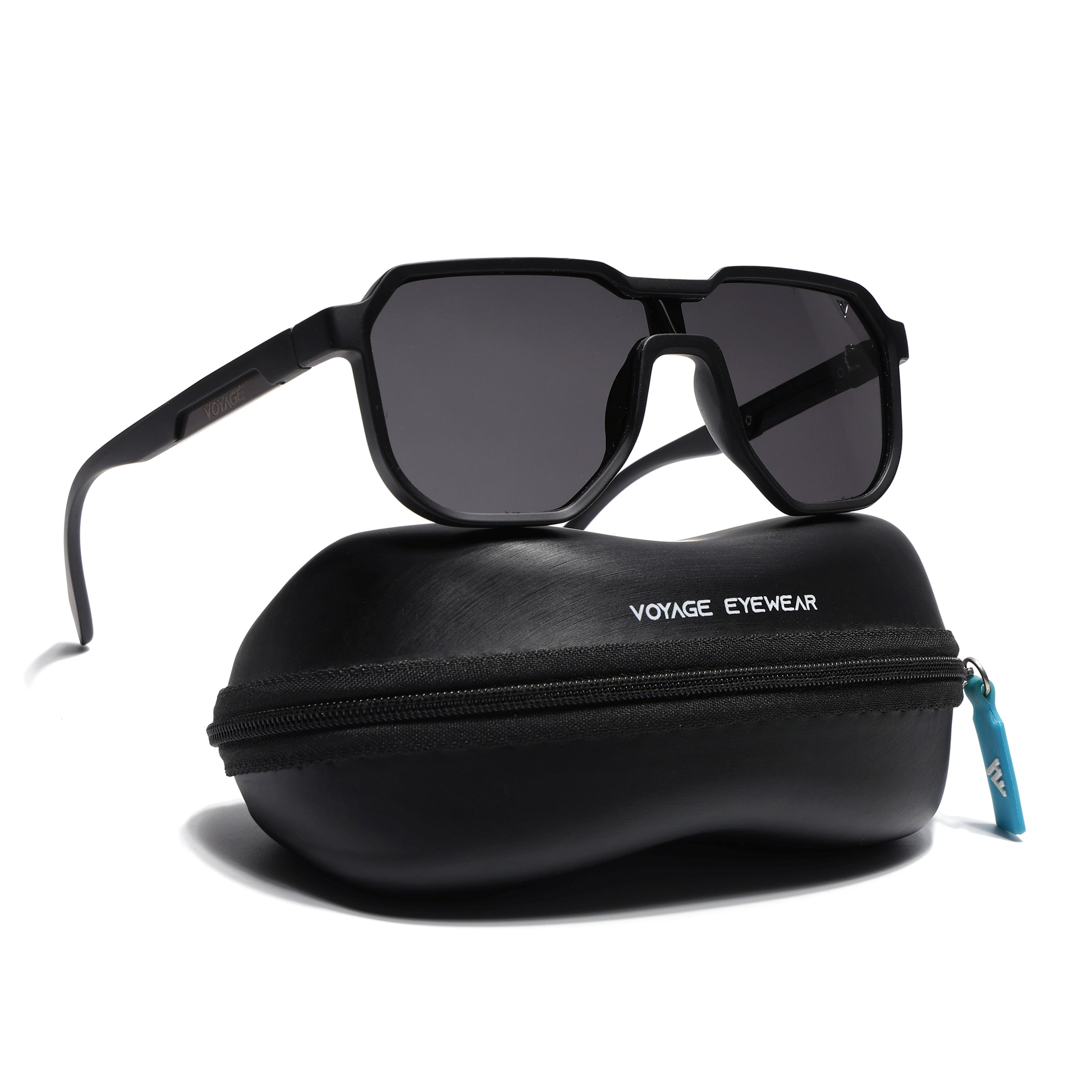 Hexagonal Polarized Sunglasses for Men & Women (Black Lens | Black Frame - PMG7356)