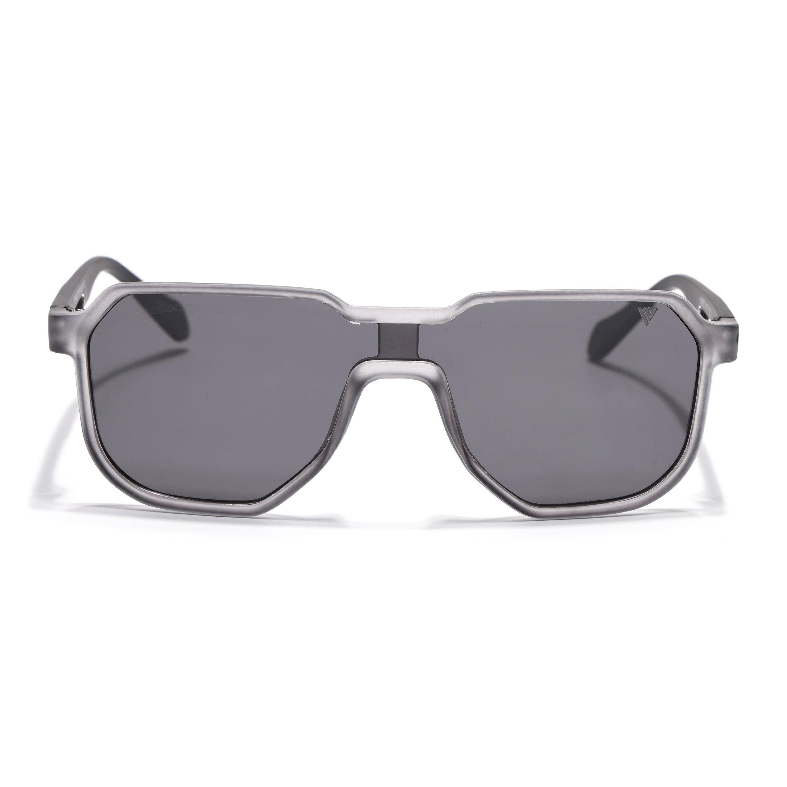 Hexagonal Polarized Sunglasses for Men & Women (Black Lens | Grey Frame - PMG7357)