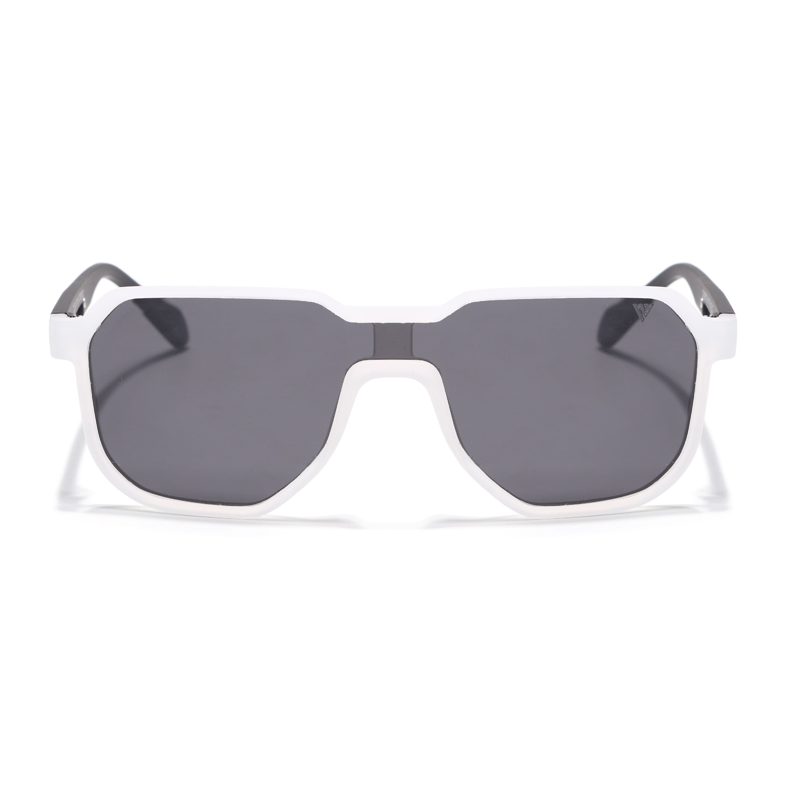 Hexagonal Polarized Sunglasses for Men & Women (Black Lens | Transparent Frame - PMG7358)
