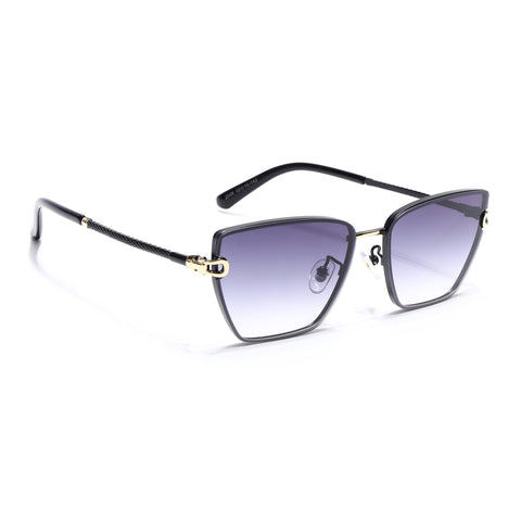 Cateye Sunglasses for Women (Grey & Clear Lens | Golden & Black Frame - MG7109)