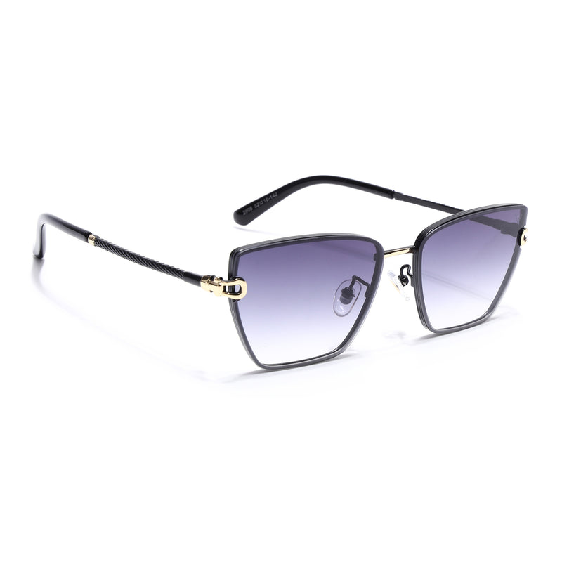 Cateye Sunglasses for Women (Grey & Clear Lens | Golden & Black Frame - MG7109)