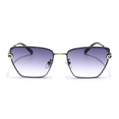 Cateye Sunglasses for Women (Grey & Clear Lens | Golden & Black Frame - MG7109)
