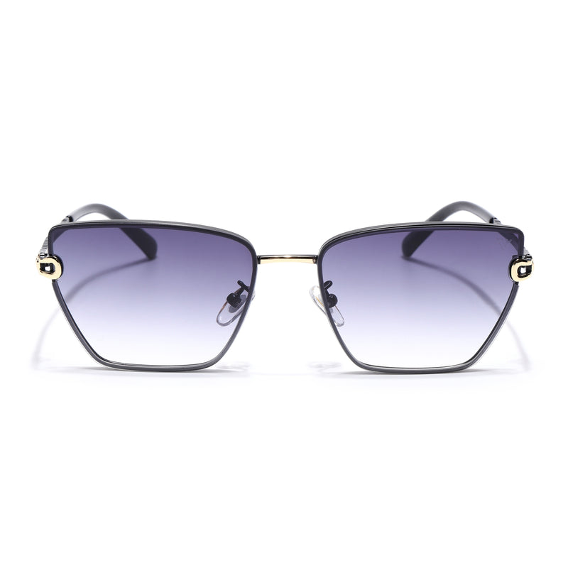 Cateye Sunglasses for Women (Grey & Clear Lens | Golden & Black Frame - MG7109)