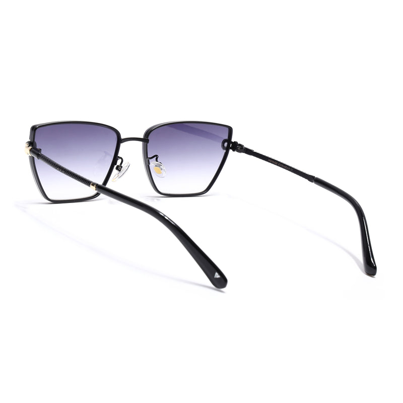 Cateye Sunglasses for Women (Grey & Clear Lens | Golden & Black Frame - MG7109)