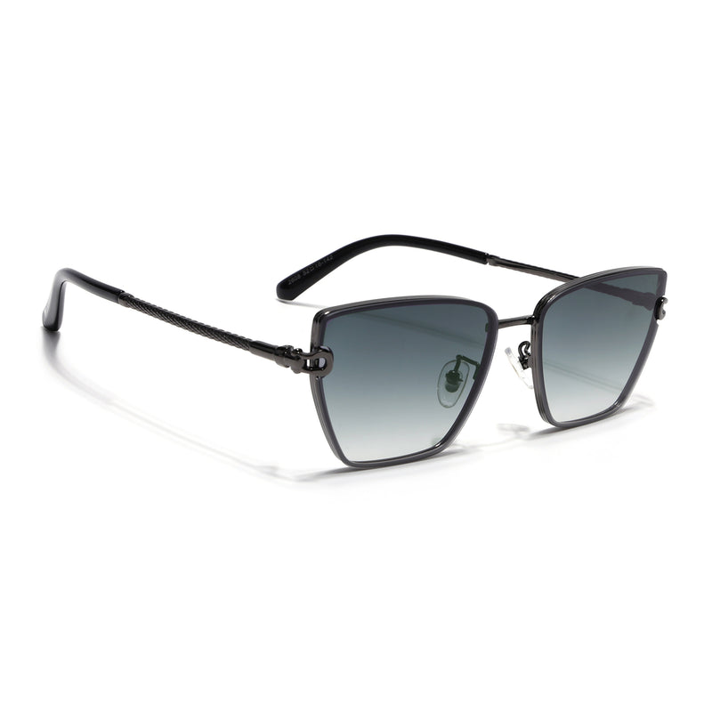 Cateye Sunglasses for Women (Green & Clear Lens | Grey Frame - MG7110)