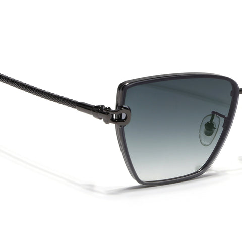 Cateye Sunglasses for Women (Green & Clear Lens | Grey Frame - MG7110)