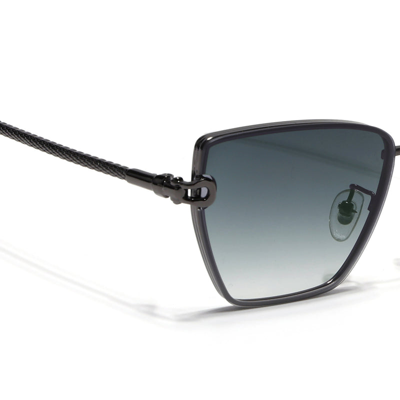 Cateye Sunglasses for Women (Green & Clear Lens | Grey Frame - MG7110)