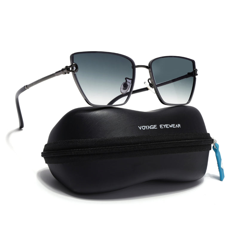 Cateye Sunglasses for Women (Green & Clear Lens | Grey Frame - MG7110)