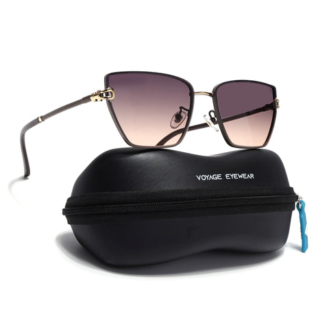 Cateye Sunglasses for Women (Black & Brown Lens | Brown Frame - MG7111)