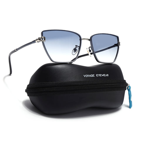 Cateye Sunglasses for Women (Blue & Clear Lens | Blue Frame - MG7112)