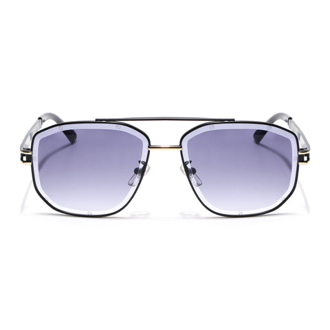 Wayfarer Sunglasses for Men & Women (Grey & Clear Lens | Black & Golden Frame - MG7113)