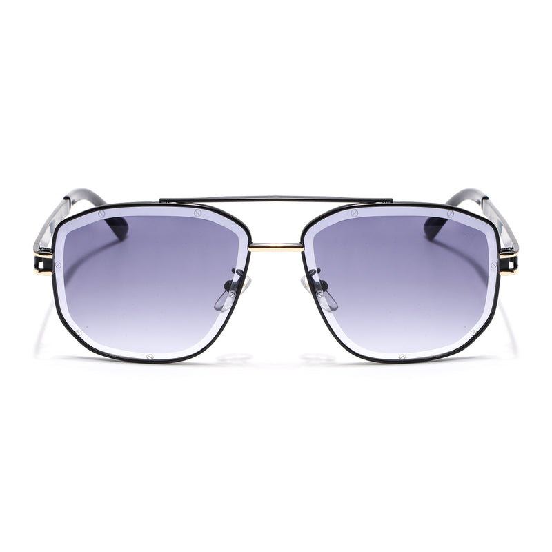 Wayfarer Sunglasses for Men & Women (Grey & Clear Lens | Black & Golden Frame - MG7113)
