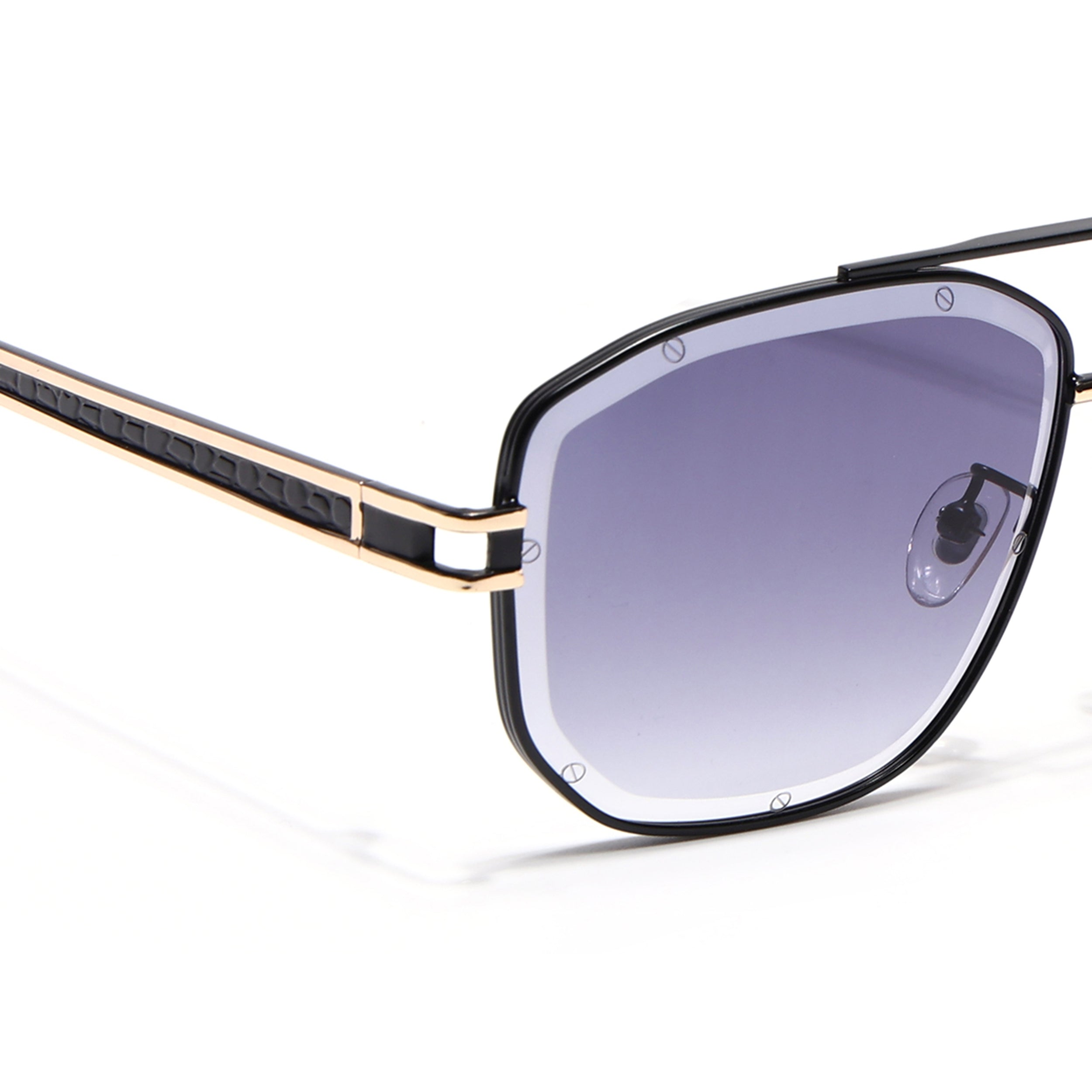 Wayfarer Sunglasses for Men & Women (Grey & Clear Lens | Black & Golden Frame - MG7113)