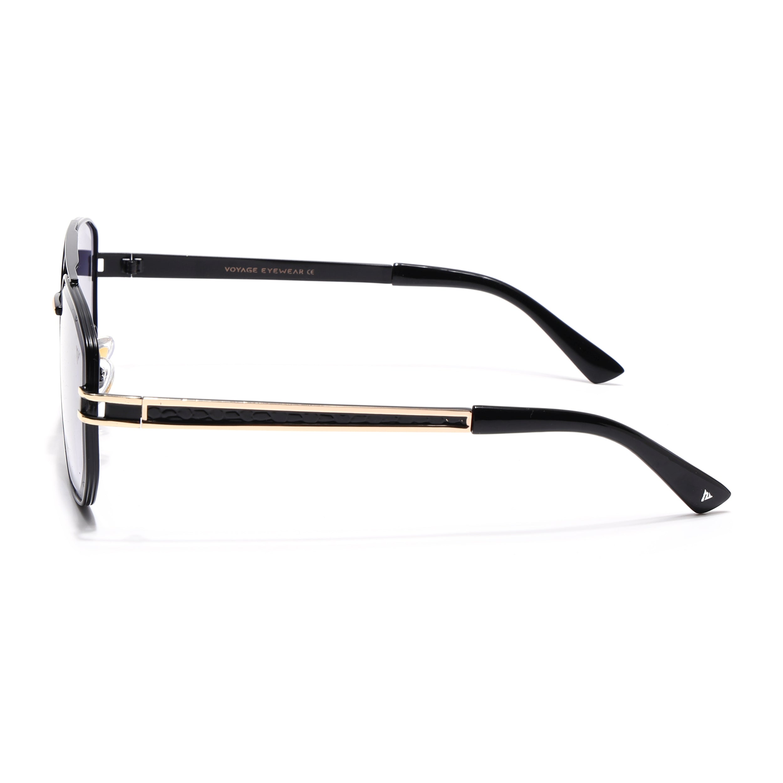 Wayfarer Sunglasses for Men & Women (Grey & Clear Lens | Black & Golden Frame - MG7113)