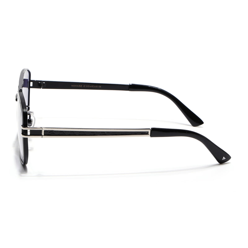 Wayfarer Sunglasses for Men & Women (Grey & Clear Lens | Black & Silver Frame - MG7114)