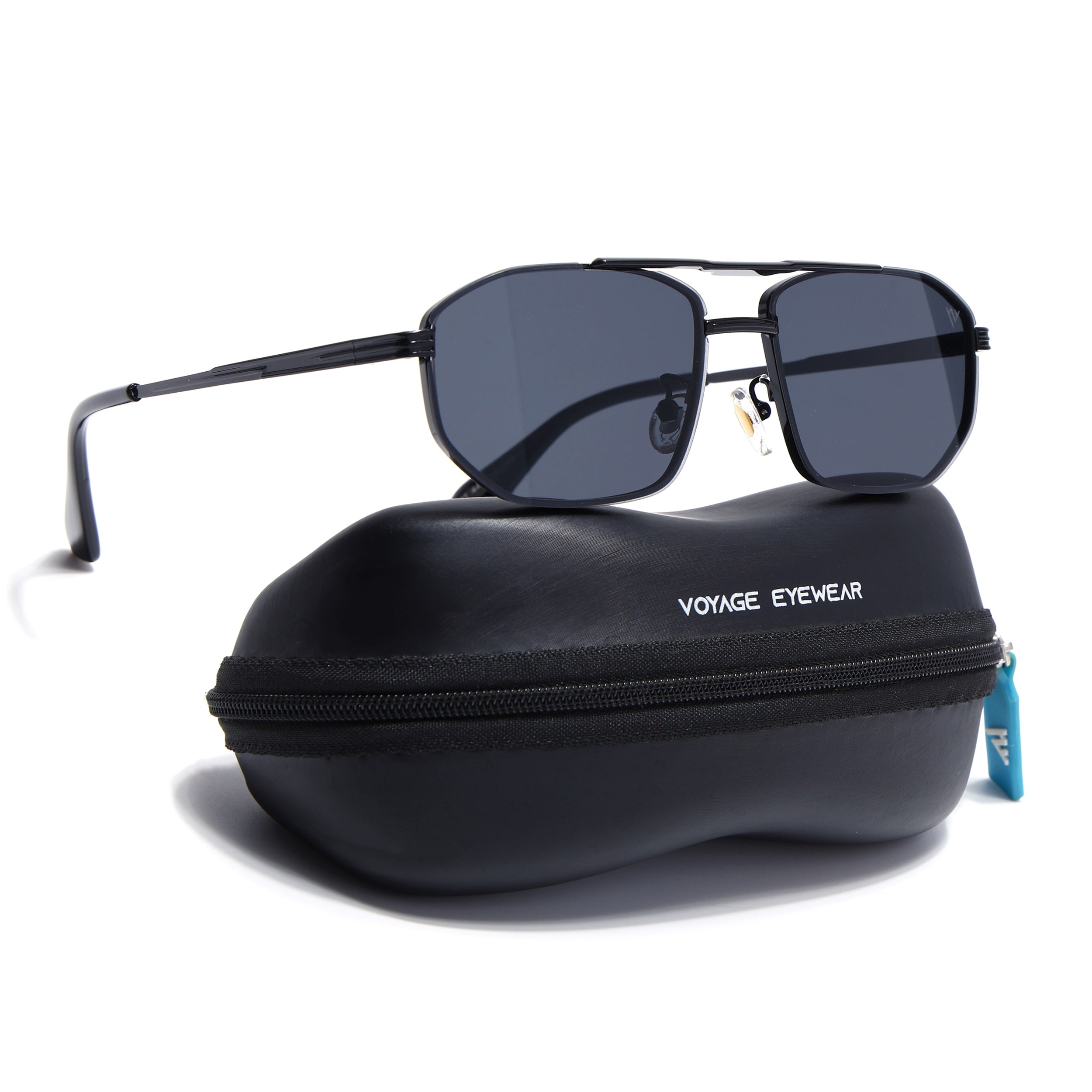 Rectangle Sunglasses for Men & Women (Black Lens | Black Frame - MG7533)