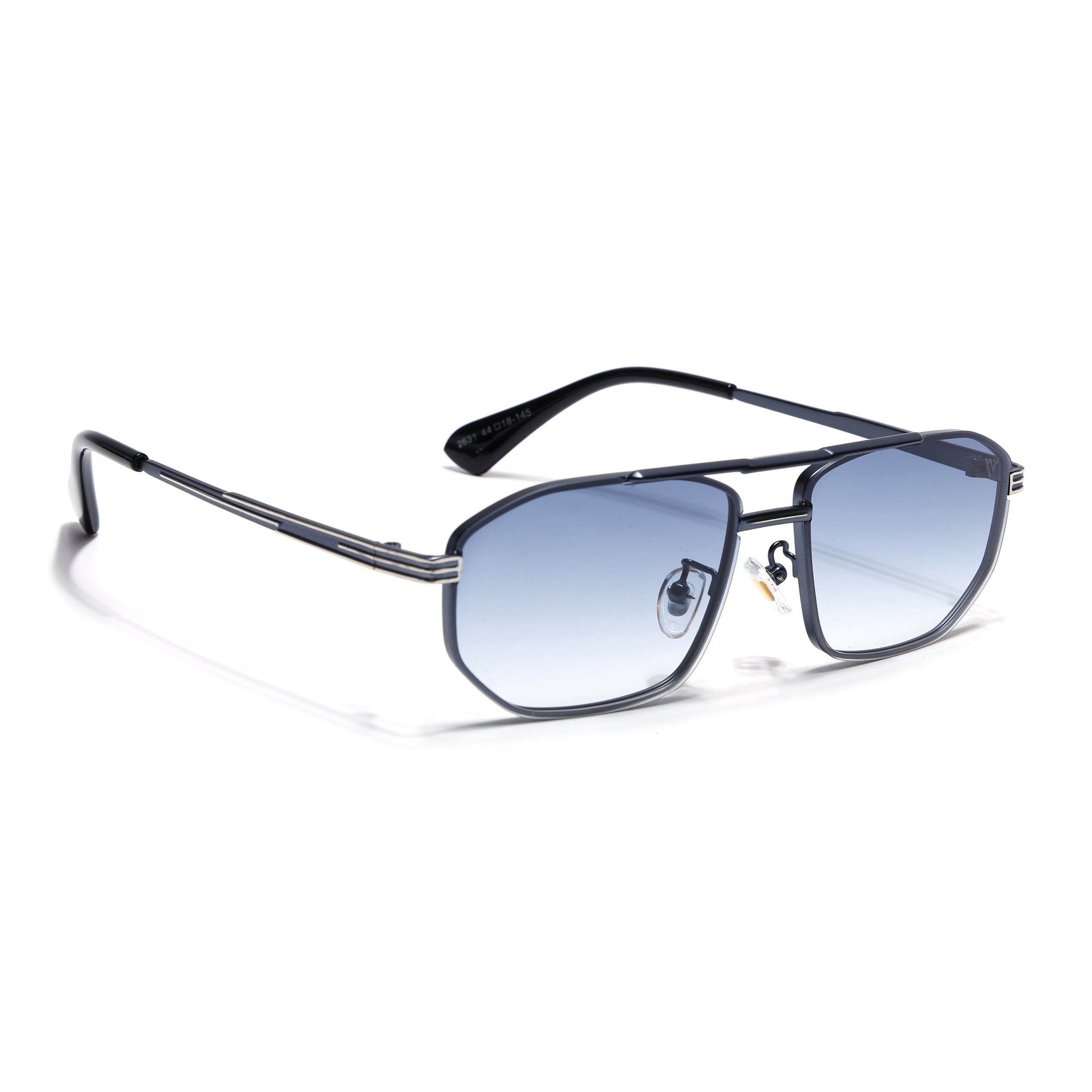 Rectangle Sunglasses for Men & Women (Blue & Clear Lens | Blue & Silver Frame - MG7535)