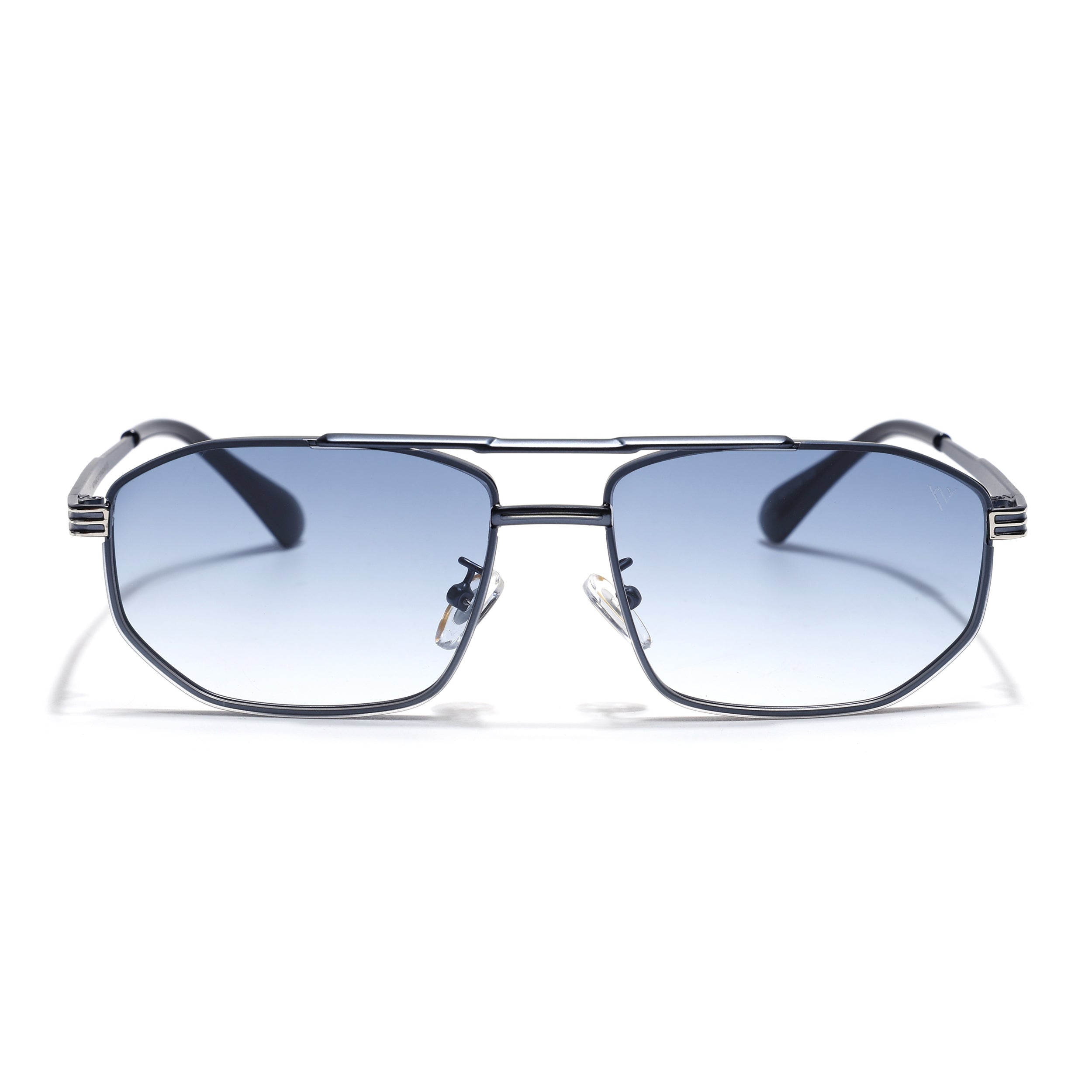Rectangle Sunglasses for Men & Women (Blue & Clear Lens | Blue & Silver Frame - MG7535)