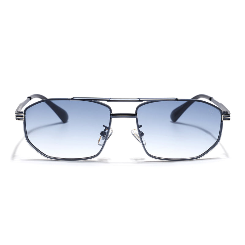 Rectangle Sunglasses for Men & Women (Blue & Clear Lens | Blue & Silver Frame - MG7535)
