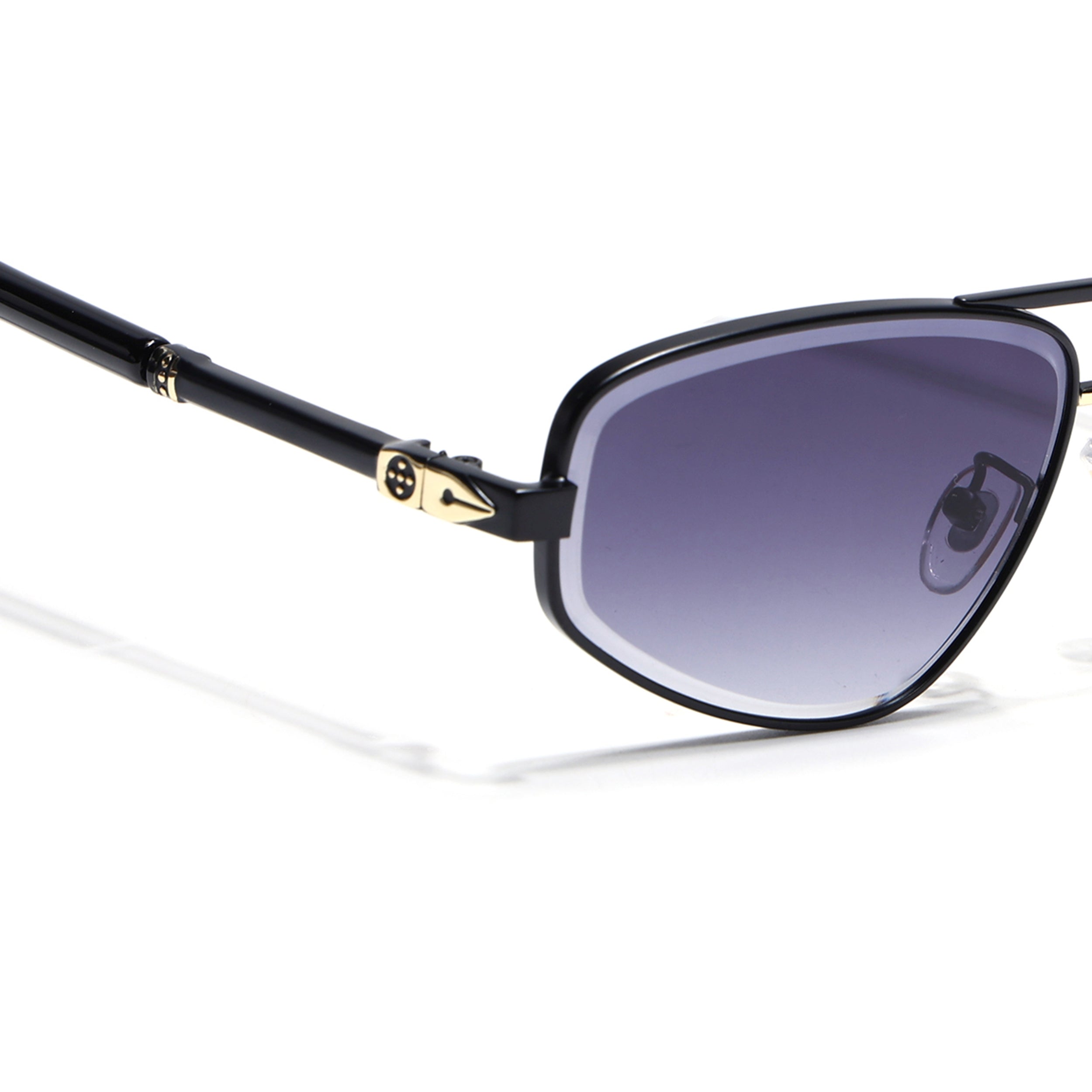 Rectangle Sunglasses for Men & Women (Grey & Clear Lens | Black Frame - MG7518)