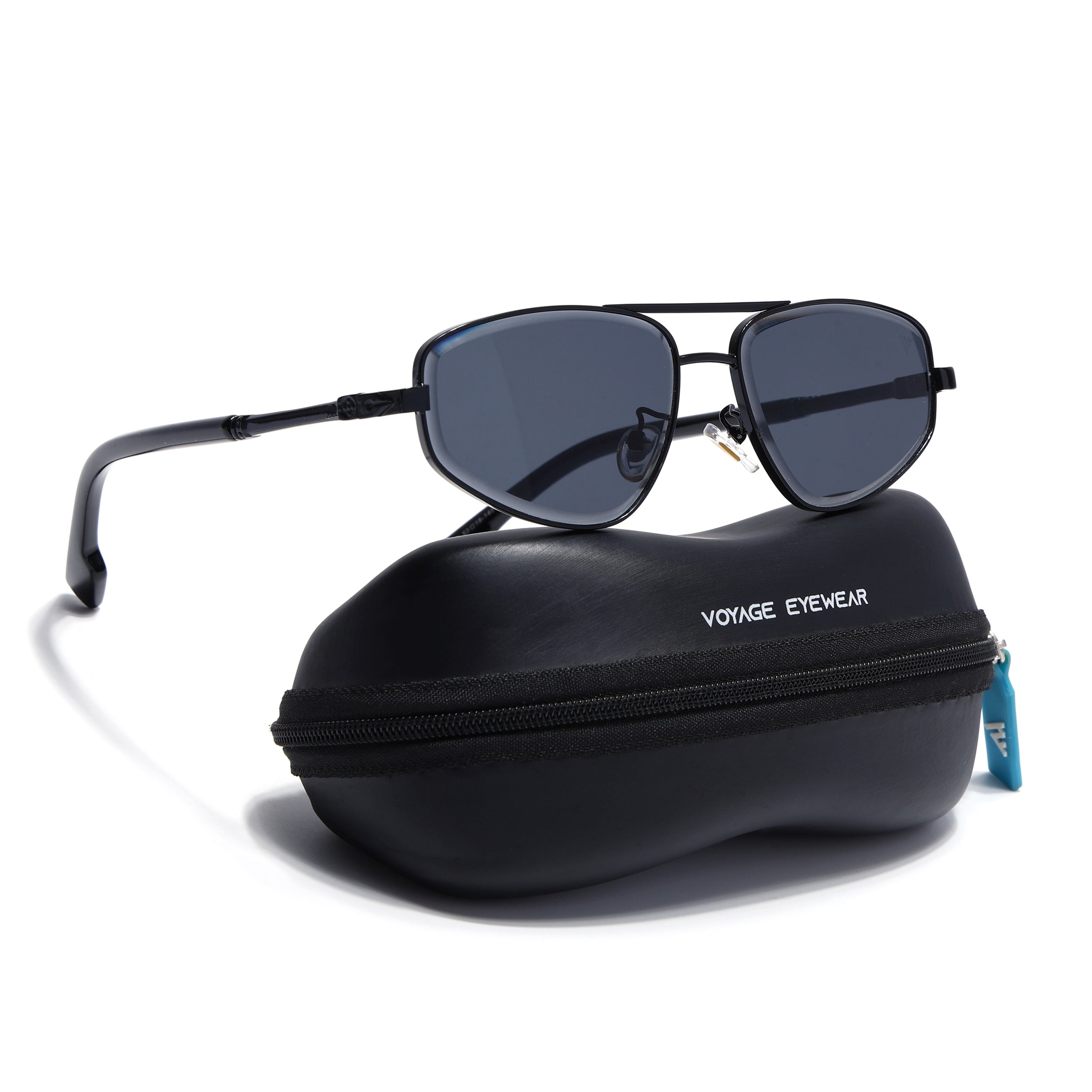 Rectangle Sunglasses for Men & Women (Black Lens | Black Frame - MG7519)