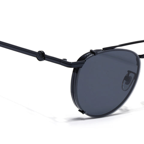 Round Sunglasses for Men & Women (Black Lens | Black Frame - MG7536)