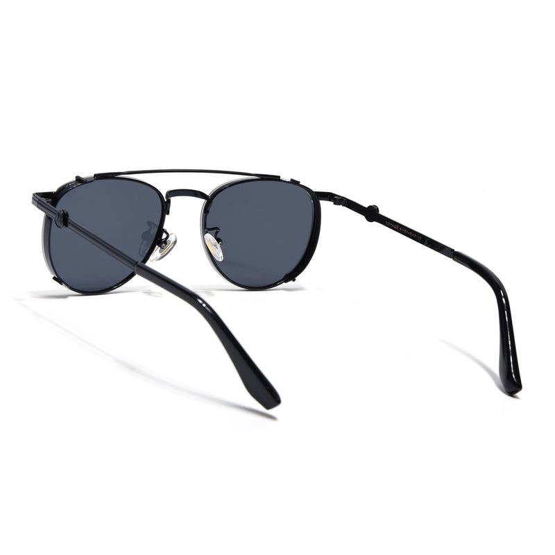 Round Sunglasses for Men & Women (Black Lens | Black Frame - MG7536)