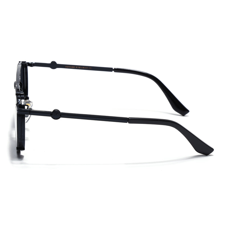 Round Sunglasses for Men & Women (Black Lens | Black Frame - MG7536)