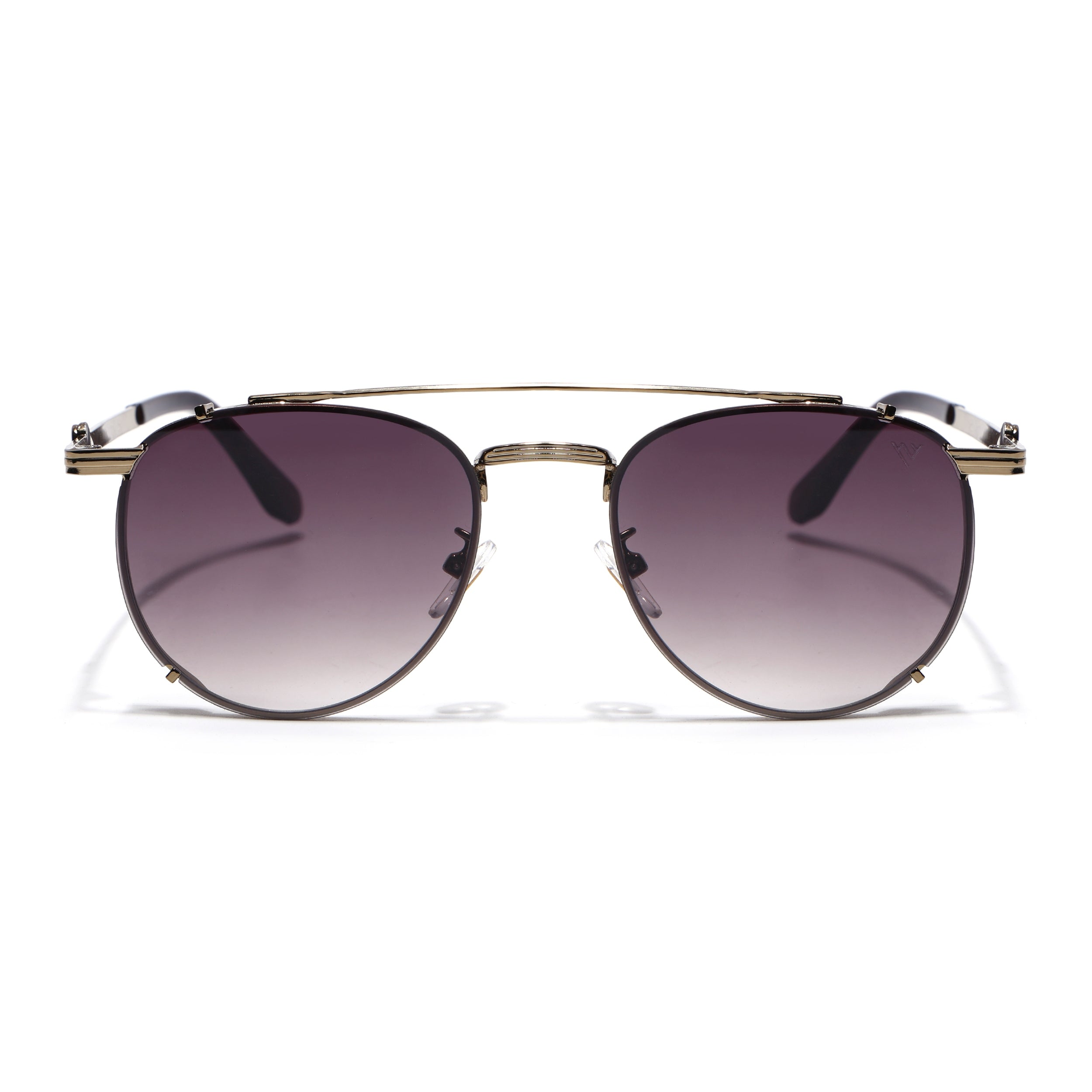 Round Sunglasses for Men & Women (Brown & Clear Lens | Golden & Brown Frame - MG7537)