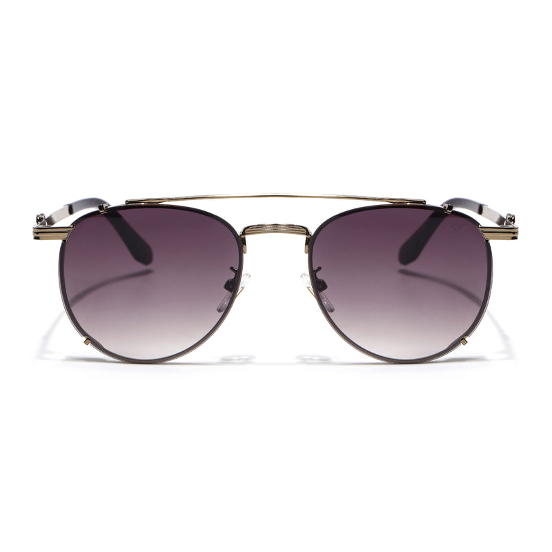 Round Sunglasses for Men & Women (Brown & Clear Lens | Golden & Brown Frame - MG7537)