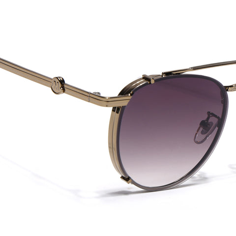 Round Sunglasses for Men & Women (Brown & Clear Lens | Golden & Brown Frame - MG7537)