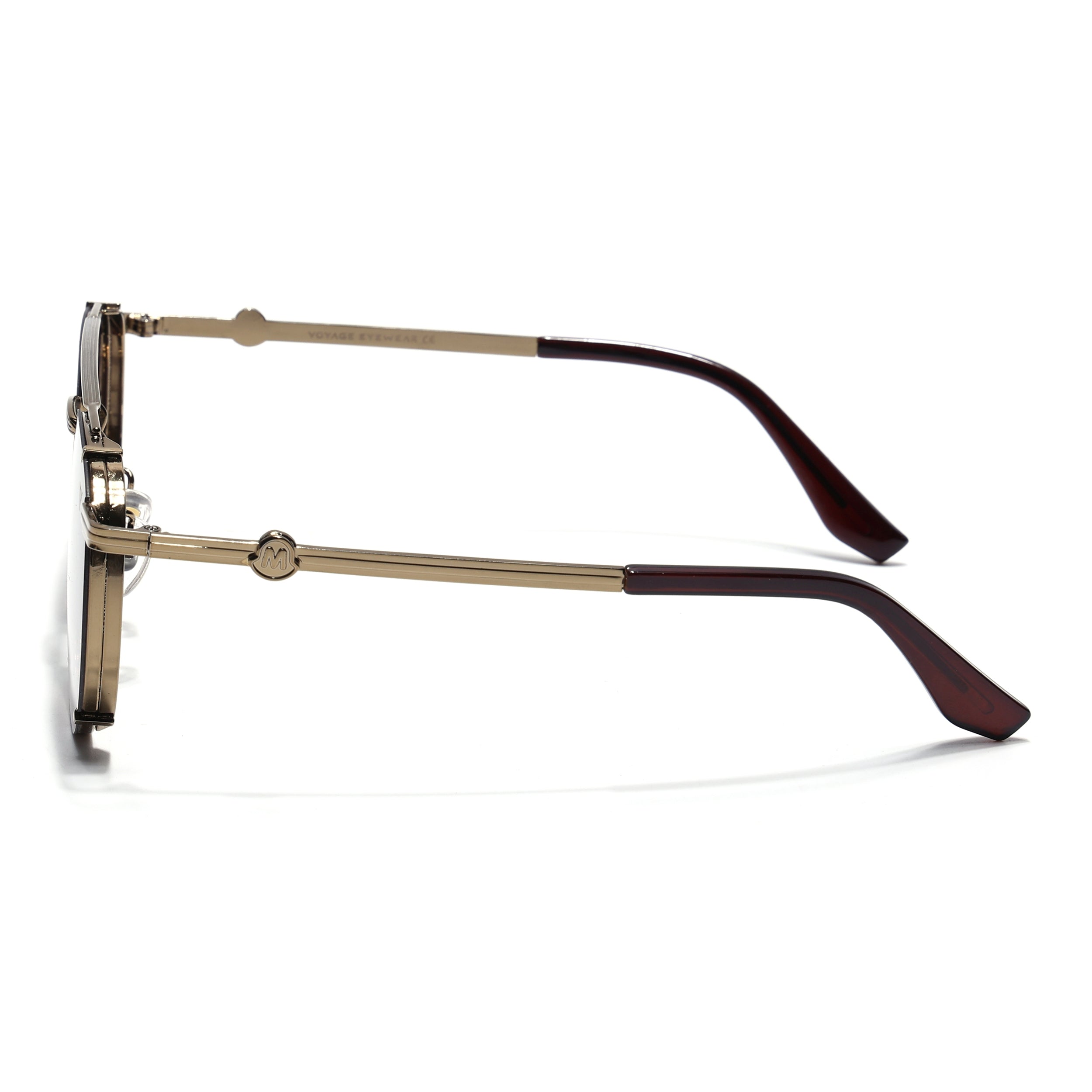 Round Sunglasses for Men & Women (Brown & Clear Lens | Golden & Brown Frame - MG7537)
