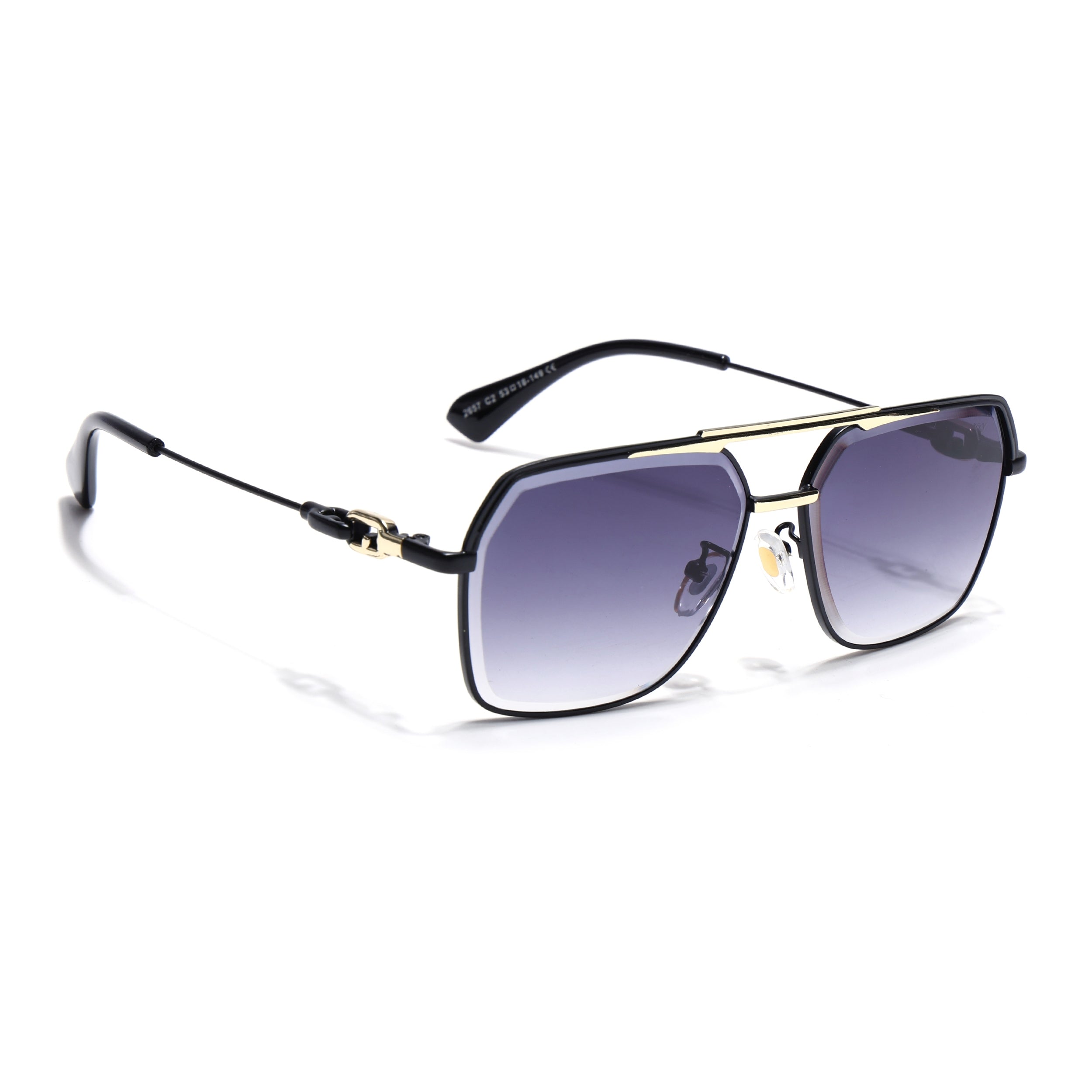 Wayfarer Sunglasses for Men & Women (Grey & Clear Lens | Golden & Black Frame - MG7531)