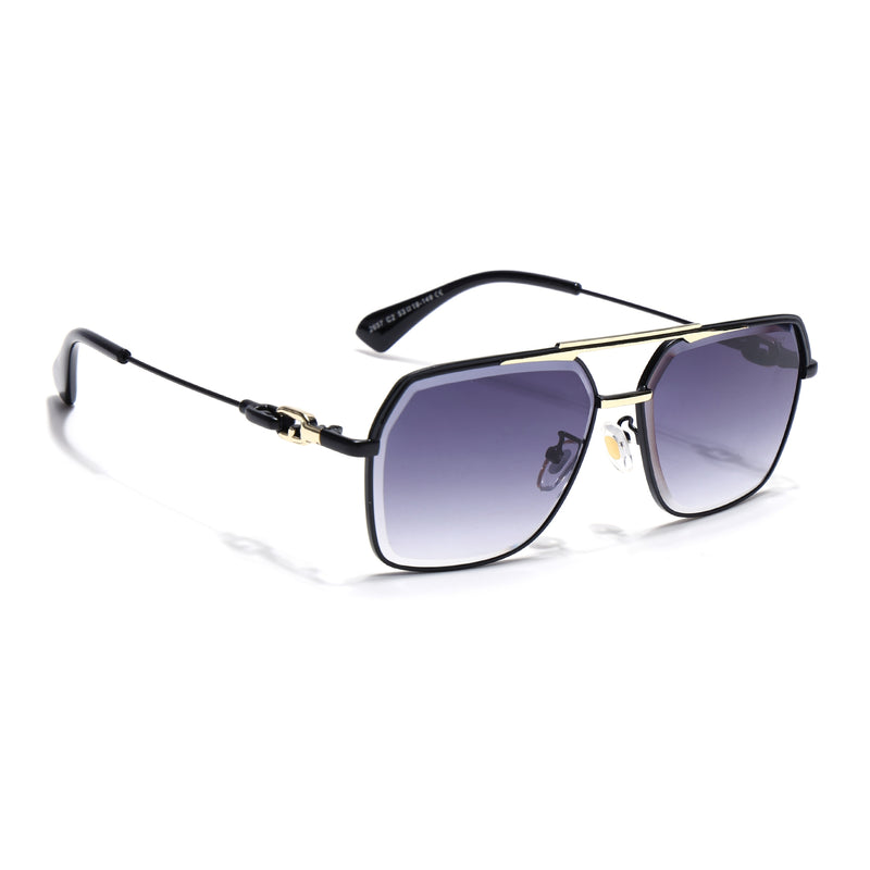Wayfarer Sunglasses for Men & Women (Grey & Clear Lens | Golden & Black Frame - MG7531)