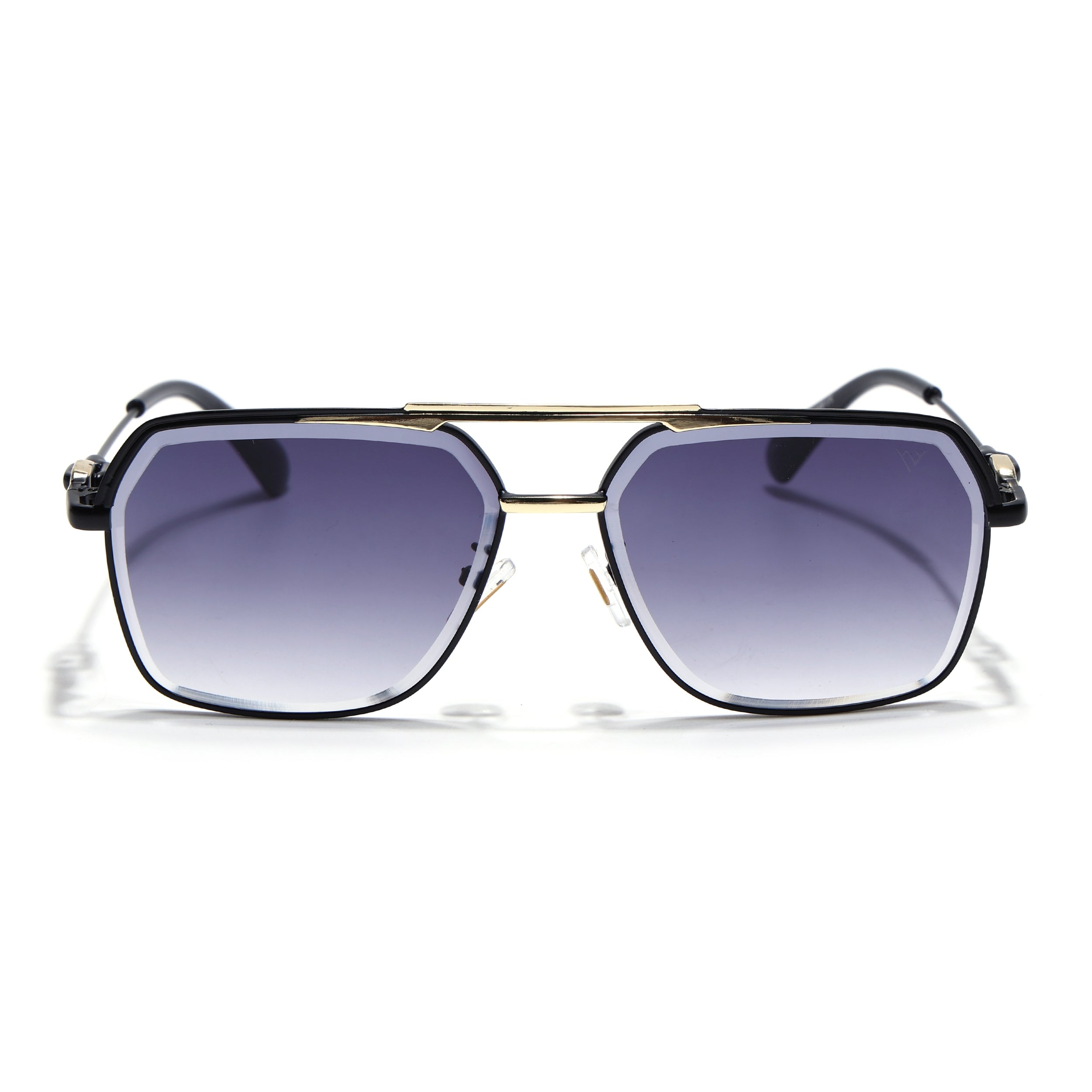 Wayfarer Sunglasses for Men & Women (Grey & Clear Lens | Golden & Black Frame - MG7531)