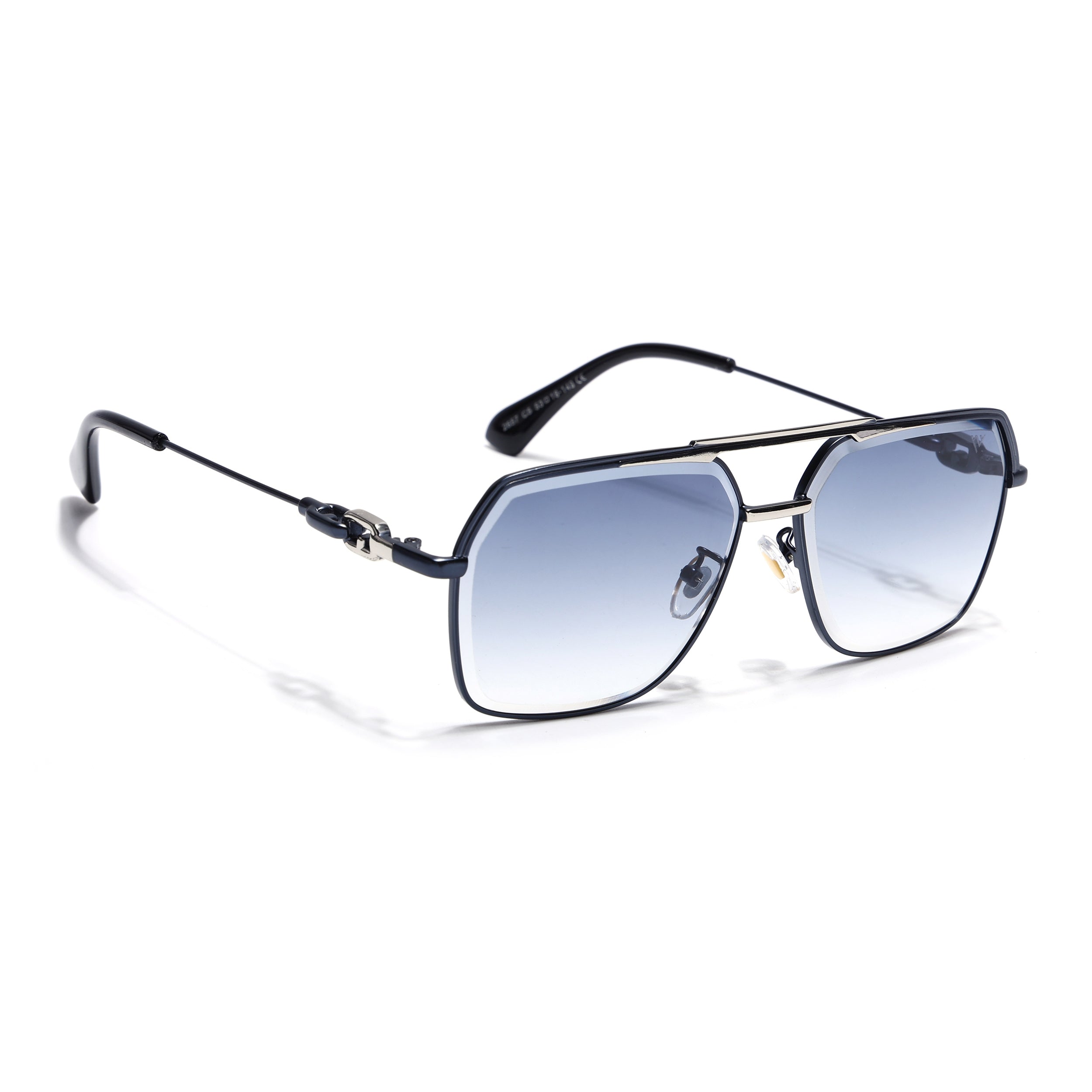 Wayfarer Sunglasses for Men & Women (Blue & Clear Lens | Blue & Silver Frame - MG7532)