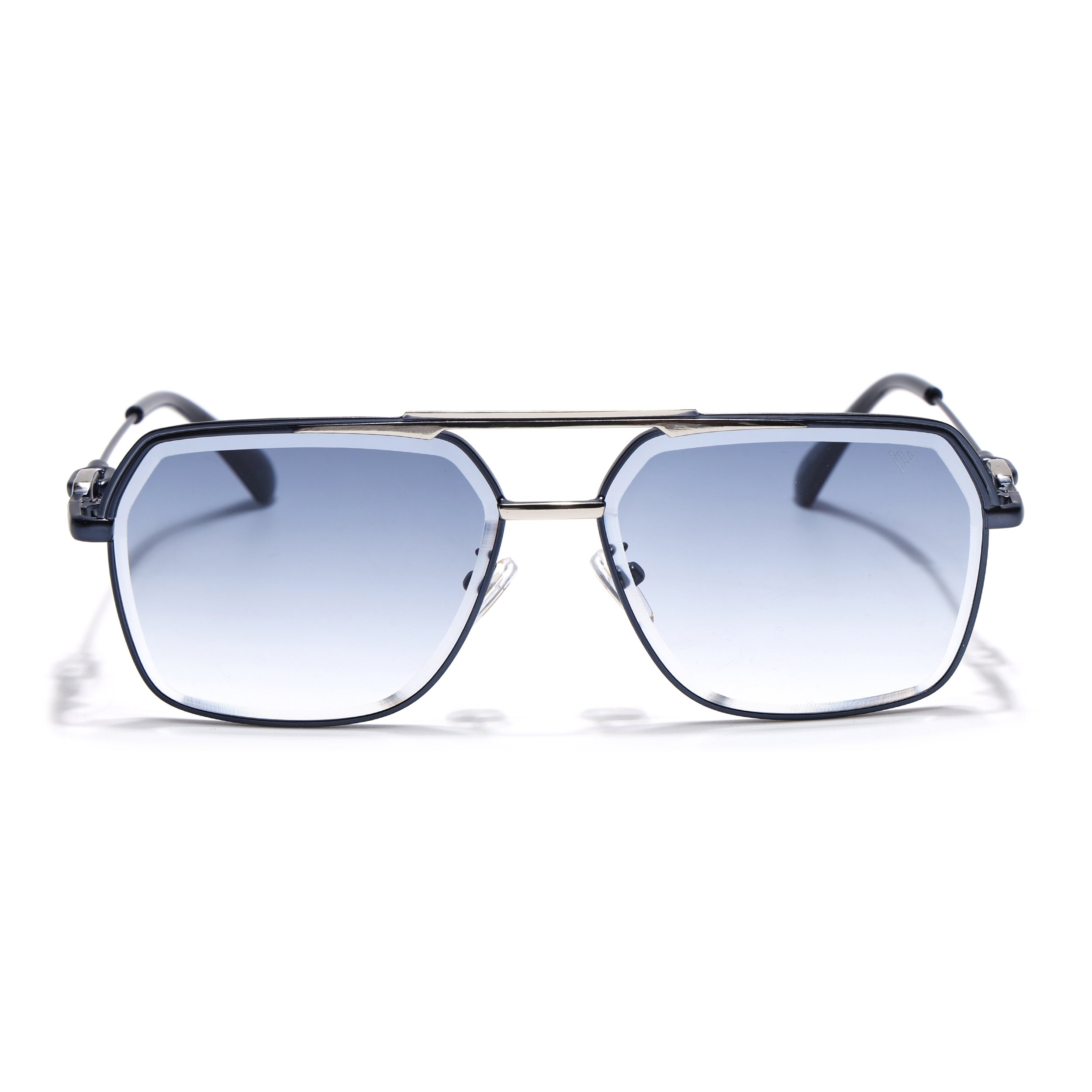 Wayfarer Sunglasses for Men & Women (Blue & Clear Lens | Blue & Silver Frame - MG7532)
