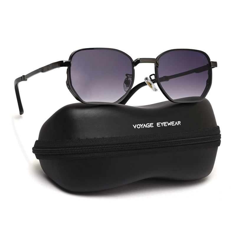 Rectangle Sunglasses for Men & Women (Green Lens | Grey Frame - MG7840)