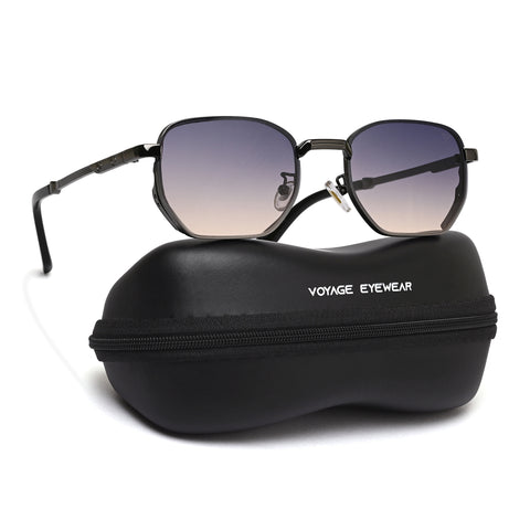 Rectangle Sunglasses for Men & Women (Grey & Brown Lens | Grey Frame - MG7841)