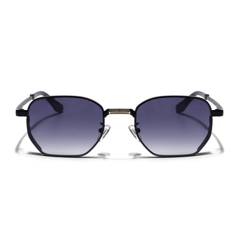 Rectangle Sunglasses for Men & Women (Grey Lens | Black & Golden Frame - MG7842)
