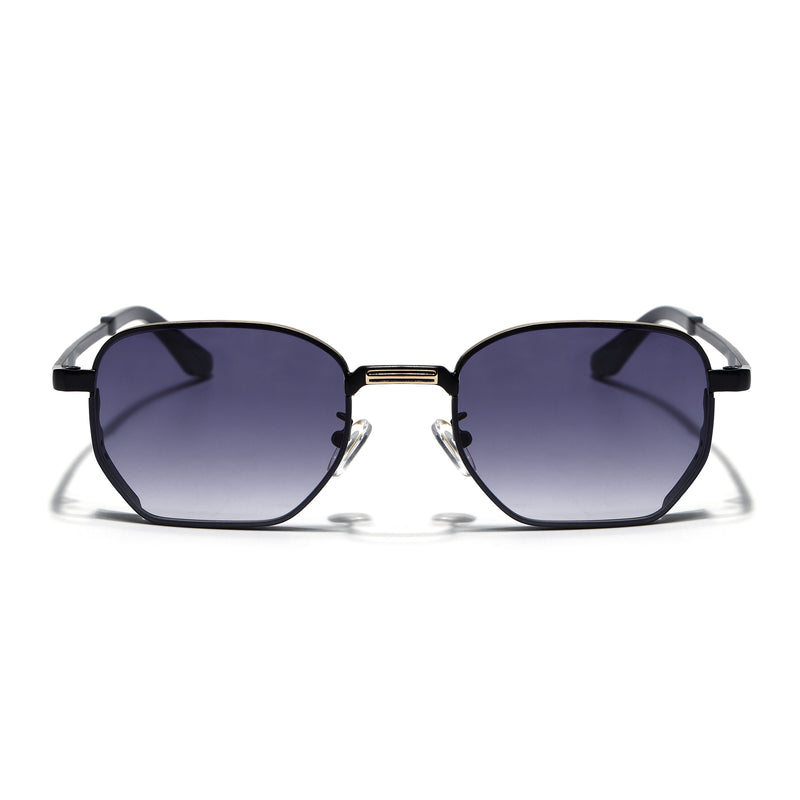 Rectangle Sunglasses for Men & Women (Grey Lens | Black & Golden Frame - MG7842)