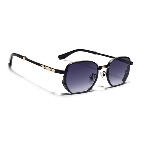 Rectangle Sunglasses for Men & Women (Grey Lens | Black & Golden Frame - MG7842)