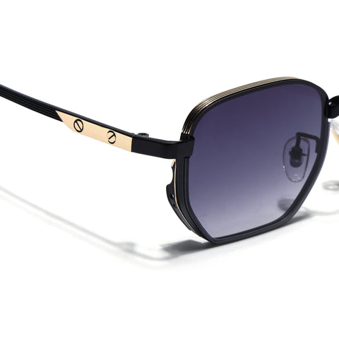 Rectangle Sunglasses for Men & Women (Grey Lens | Black & Golden Frame - MG7842)