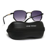 Rectangle Sunglasses for Men & Women (Grey Lens | Black & Golden Frame - MG7842)